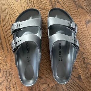 Birkenstock Metallic Gray Sandals - Arizona EVA Sandals